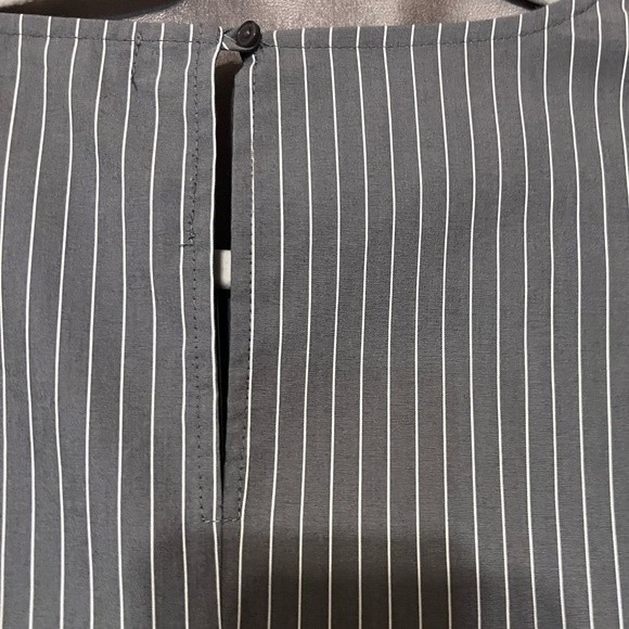 Marled Reunited Blouse Size Med Gray with White Stripes Cuffed Wrists Blouse NEW - Picture 11 of 13